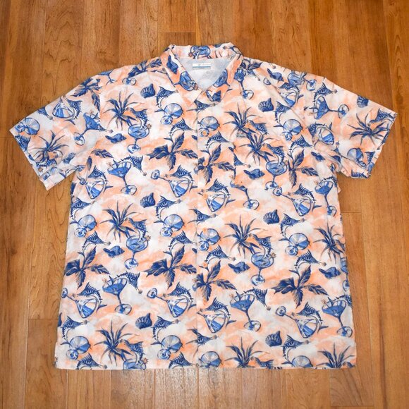 Columbia PFG Tropical Pattern Vented Fishing Shirt Sz XXL - Picture 1 of 4